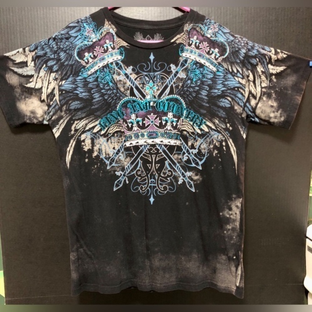 💫Xzavier Black King & Country Distressed Foil Wings T-shirt